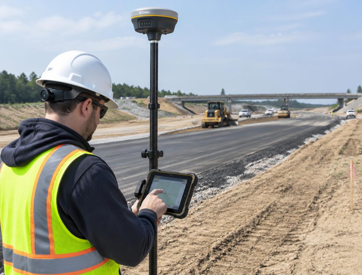Pomiar GNSS RTK na budowie drogi